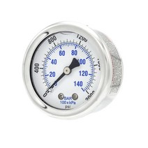 Liquid Filled Center Back Mount Pressure Gauge with 2