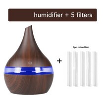 300ML 가습기 아로마 디퓨저 에센셜 오일 우드 그레인 테라피 정수기 컬러 LED 램프 미스트 메이커 가정용, [07] 산화철 레드