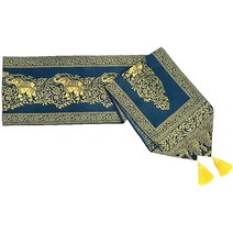 [로이스] 태국 직수입 코끼리무늬 타이실크 매트리스러너 8종, 1개, 블루