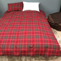 타탄 체크 면플란넬 커버세트 레드 면기모 싱글 퀸 슈퍼 킹세트