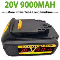 디월트 공구 배터리 20V 6000mAh 용 DCB181 DCB182 DCD780 DCD785 DCD795 호환, 2 PC 9ah 충전기