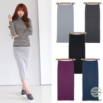 면스판 뒷트임 롱 스커트 면치마