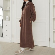 지퍼카라 후리스원피스 1111594DRESS SET 니트원피스 브이넥 블랙 Black 브라운 Brown 연베이지 Ligh