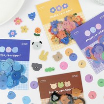 귀여운 원형 도무송 스티커 100P 인스 다꾸 예쁜 탑꾸 다이어리 감정 캐릭터, 01 옐로우플라워