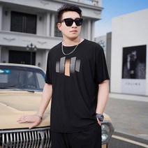 냉장고티셔츠 뚱보 남자 280 근 오버핏 스포츠 레저 속건 스판 빅사이즈 라운드넥 반팔 상의 4835582413