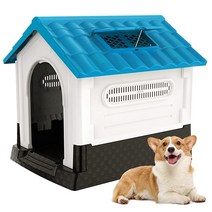ROOMTEC 83.8cm(33인치) 플라스틱 개집 야외 실내 중형견/대형견을 위한 내구성 있는 개집 선루프가 방수 (길이 84cm(33인치) x 너비 70cm(27.75인치)