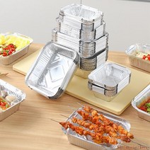 음식물처리기 230410600700ml 일회용 바베큐 알루미늄 호일 팬 테이크 아웃 식품 용기 도시락 그릴 캐치 트레이 주방 용품, 410ml