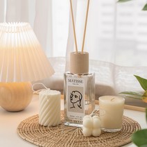 [디퓨저+리필 세트] 개업 이사 집들이 (선물 포장) 고급 인테리어 모먼트 마티스 드로잉 디퓨저 우드 160+160ml, 나디아 불투명 라벨, 린넨샌달우드 2개