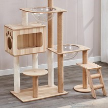 고양이 원목캣타워 먼치킨 캣타워 이케아 투명해먹 뚱냥이 무소음 캣폴 선반 임보 DIY 호텔, 단일사이즈, m021