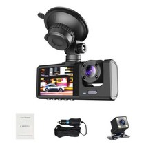 대시캠 안드로이드 룸미러 블랙박스 대시 캠 3채널 카메라 카플레이 택시 Uber 자동차 DVR 후면 2 인치 스크린 1080P 전면 및 내부 드라이버 레코더, Black+아무도