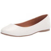 Soda Kreme 편안한 기본 신발 여성용 발레 플랫 라운드 토 젤 안창 블랙 Pu 10, White Pu, 6