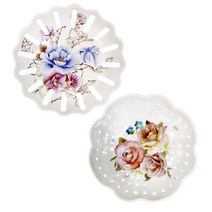 [오너클랜] IS-M 멜라민 꽃무늬 다용도 접시 대-N, 상세 설명 참조