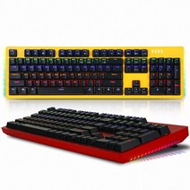 soooooo몰_HACKE K516 측면RGB 게이밍 기계식키보드 옐로우적축 레인보우 라이팅 유선 계단식 PC방 가정용 유저용 게임 라이트_더수sSHOP, 무옵션_상품_입니다_, 무옵션_상품_입니다_