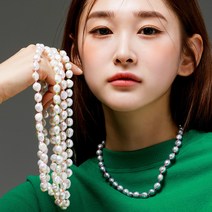 바로크 담수 매듭 진주목걸이 10mm 비비드 포인트 컬러