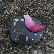 집들이야 십자가 새 고급풍경종, 칠보십자가새(분홍빛)