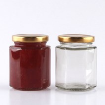 유리병 58파이 육각180 1개 (약 지름6.3cm 높이8.6cm 마개5.8cm 용량200ml), 흰색러그캡