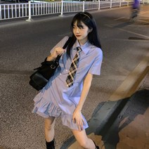 일본스타일 학생원피스 여름원피스 프릴원피스 특이한원피스 슬림원피스 넥타이원피스