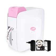 로드메일코리아 블루투스 라벨프린터 LMK-2000PK 핑크 라벨기 세트+충전용배터리 라벨 프린터, 1set, +충전용배터리+어댑터+라벨지