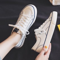 블러치 심플 베이직 캔버스 레이스업 통굽 신발 스니커즈 20대 여자 대학생 빈티지 캐주얼 데일리 신발 끈 운동화 단화 발이 편한 화이트 블랙 슈즈 2cm