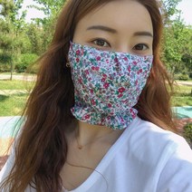 로미언니 여름 인견 프릴 꽃마스크