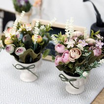 쉐비로즈 미니 조화화분 1P 인조 조화 인테리어 소품, 핑크계열