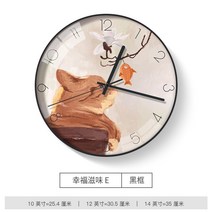 현대 거실 무음 추상 오붓한 가족 시계 소녀 북유럽 벽시계 아트 가-194829, 15.행복감 E[블랙 프레임]