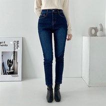 데일트 여성 밴딩 스판 기모 스키니 9부 청바지 데님