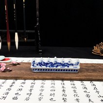 서예붓 징더전 세라믹 라지 붓 붓걸이 펜꽂이 붓거치대 청화자기 타입학생 동양화 서예 문방사보 용품, T02-중간사이즈