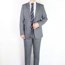 바쏘옴므 2021 F/W 그레이 슬림핏 글렌체크 스판 수트 정장 V3JF56 GR