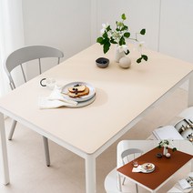 (14colors 11size) 롤로아 100% 방수 가죽 식탁보 테이블보, 210x100cm, 양면-10 (Ivory+Choco)