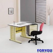 Foryou2801 일자형책상 컴퓨터책상 조립식책상 철제책상 책상 책장 책꽂이, 화이트 옐로우