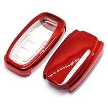 AUDI 아우디 TPU 크롬 키케이스 구형 스마트키 키커버 우레탄 젤리 키홀더, 레드 크롬