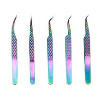 CMCOSMETIC 레인보우 와플 속눈썹연장 핀셋 전문가용, 12-1