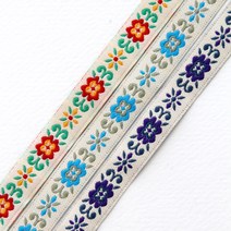 나디아 에스닉 자가드 자수 리본 길이 90cm 리본공예재료 리본diy, 레드