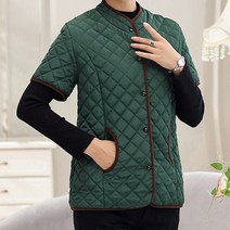 뉴타임즈7 추동 중장년 여성 반팔 패딩 엄마 조끼 상의 체크 D2A18 14