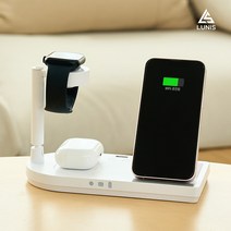 루니스 3in1 무선 충전기 LED 시계 감성 인테리어 아이폰 갤럭시 고속 충전기, 서포트41 충전기(화이트_애플용)