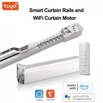 맞춤형 전기 커튼 트랙 스마트 Tuya WiFi 2.0Nm 모터 처마 레일 지원 Alexa/Google 홈/Yandex Alice, 2.4M rail and motor