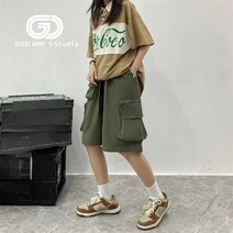 여름 반바지 스트레이트 멀티 포켓 틴 카고 팬츠