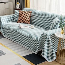 쇼파천갈이 간편한 분리형 Houndstooth 전체 사계절 유니버설 올인 클루 시브 북유럽 인 방풍 고양이 스크래치 타월, 180 210cm, 모자이크 - 그린
