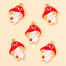 에나멜 귀여운 버섯 컬렉션 DIY 만들기용 재미있는 놀이 기타 매력 귀걸이 펜던트 아이를 위한 만화 쥬얼리 선물 20 개, strawberry 20pcs