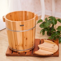 JINGHENG 가정용 족욕기 족욕통 간이 습식 원형, 40cm 나무통+반원형 커버