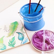 바이오로드 접이식 미술 물통 2칸, 랜덤