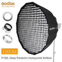 Godox-딥 파라볼릭 보웬 프로포토 엘린크롬 마운트 소프트박스 P120L 120CM 스튜디오 플래시 스피드 라이트 리플렉터 용 허니콤 그리드 포함, for Profoto Mount