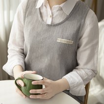 오가닉라이프 린넨 앞치마 모음 원피스형 앞치마 예쁜 앞치마 이니셜 자수 나염 가능, 모던 프리미엄 앞치마 그레이, ., .