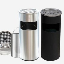 스텐리스 야외용 원형 휴지통(블랙) 1개, -