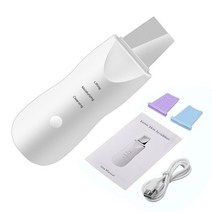 스킨스크러버 코피지제거기 삭피기 페이셜 클렌징 삽 초음파 스킨 스크러버 진동 페이스 주걱 블랙 헤드 리무버 클린 스크레이퍼 캐비테이션 필링, 하얀
