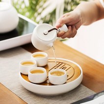 도자기찻잔세트 다기잔 다도상 컵 전통 차도구 차판 다구세트 고급 미니 중국찻잔 사기그릇, 백색