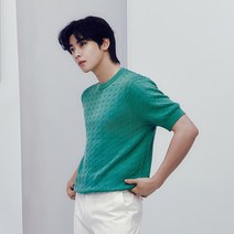 [지오다노] 054521 남성 크루넥 케이블 기본 반팔 니트 01054521
