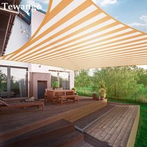 햇빛 가리 80% 음영 노란색 흰색 줄무늬 직사각형 HDPE 태양 항해 자외선 차단 Pergola 그늘 그물 홈 정원 수영장 보호소, [02] 3mx4m, [01] Yellow White
