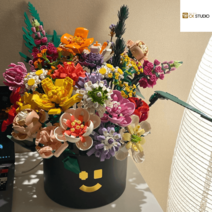 블록 꽃다발 꽃꽂이 여자아이 컬렉션 장난감 장식 장미꽃 발렌타인데이 생일선물 남자아이 조립, 【콤보 에디션】33송이 꽃다발+꽃통